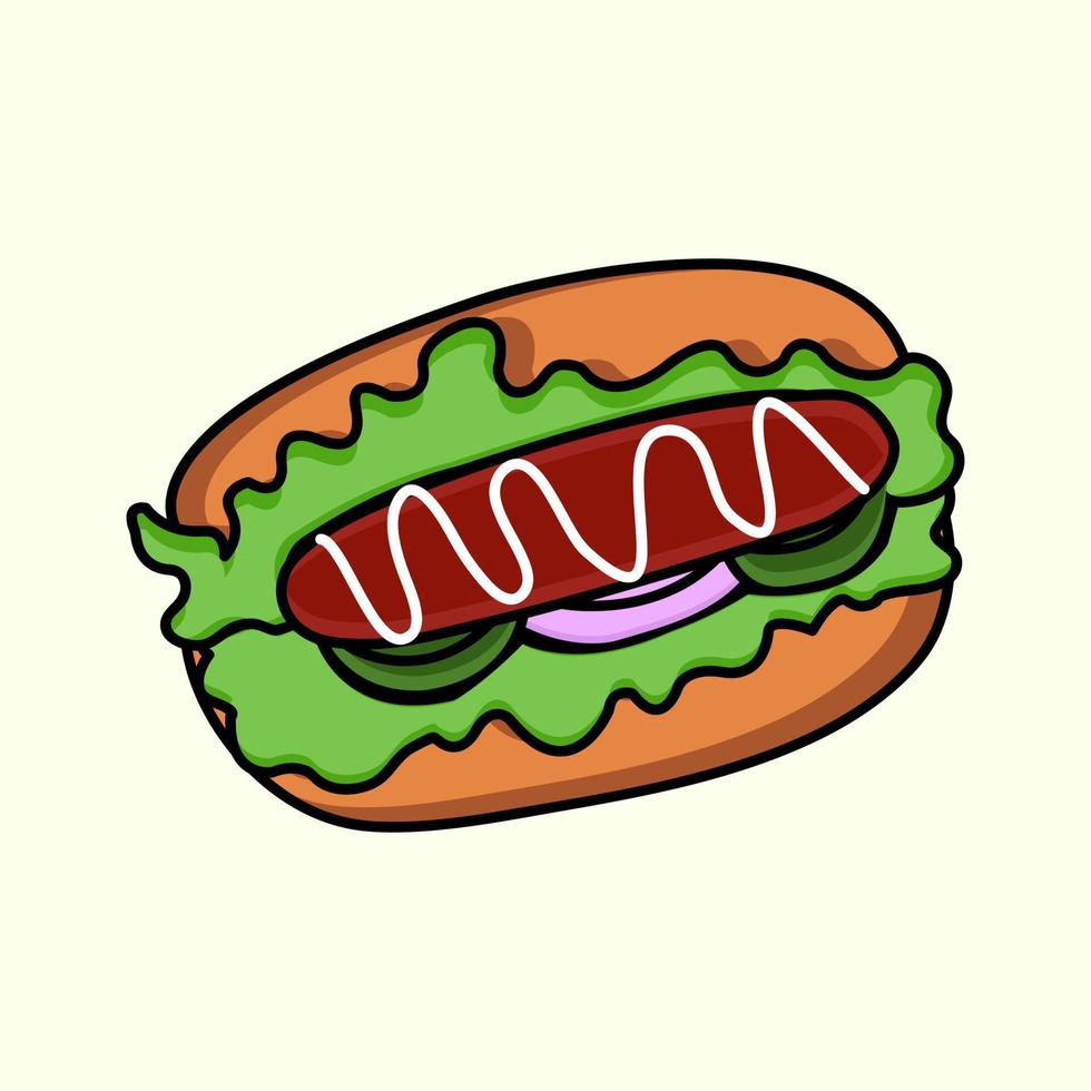 illustration vectorielle de hot-dog. Fast food. icône plate vecteur