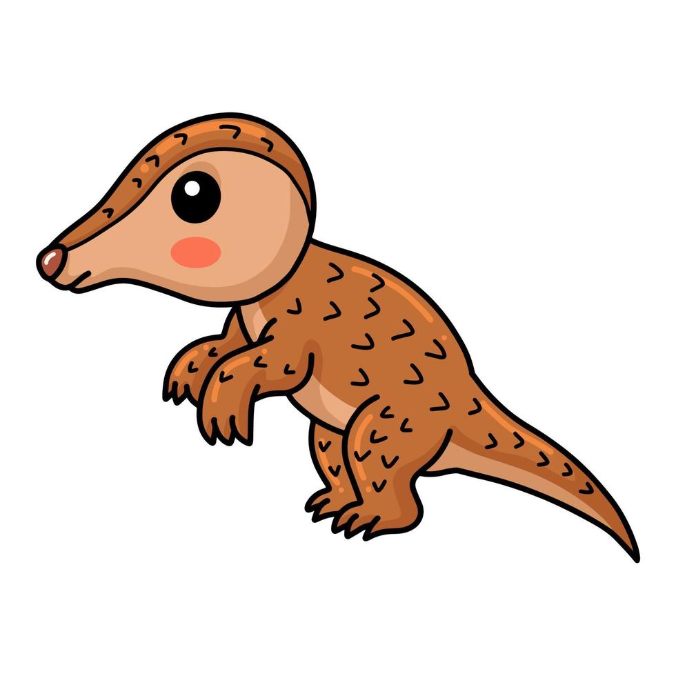 mignon petit personnage de dessin animé de pangolin vecteur