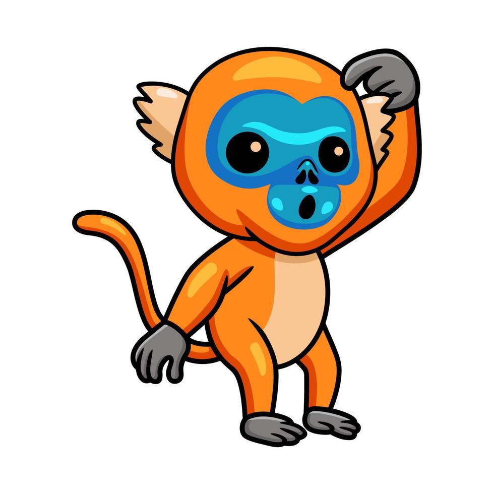 dessin animé mignon petit singe doré vecteur