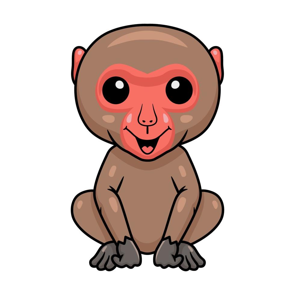 mignon petit dessin animé de macaque japonais assis vecteur