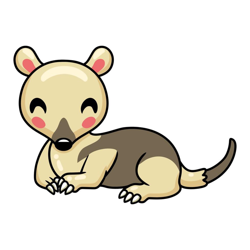 mignon petit dessin animé tamandua allongé vecteur