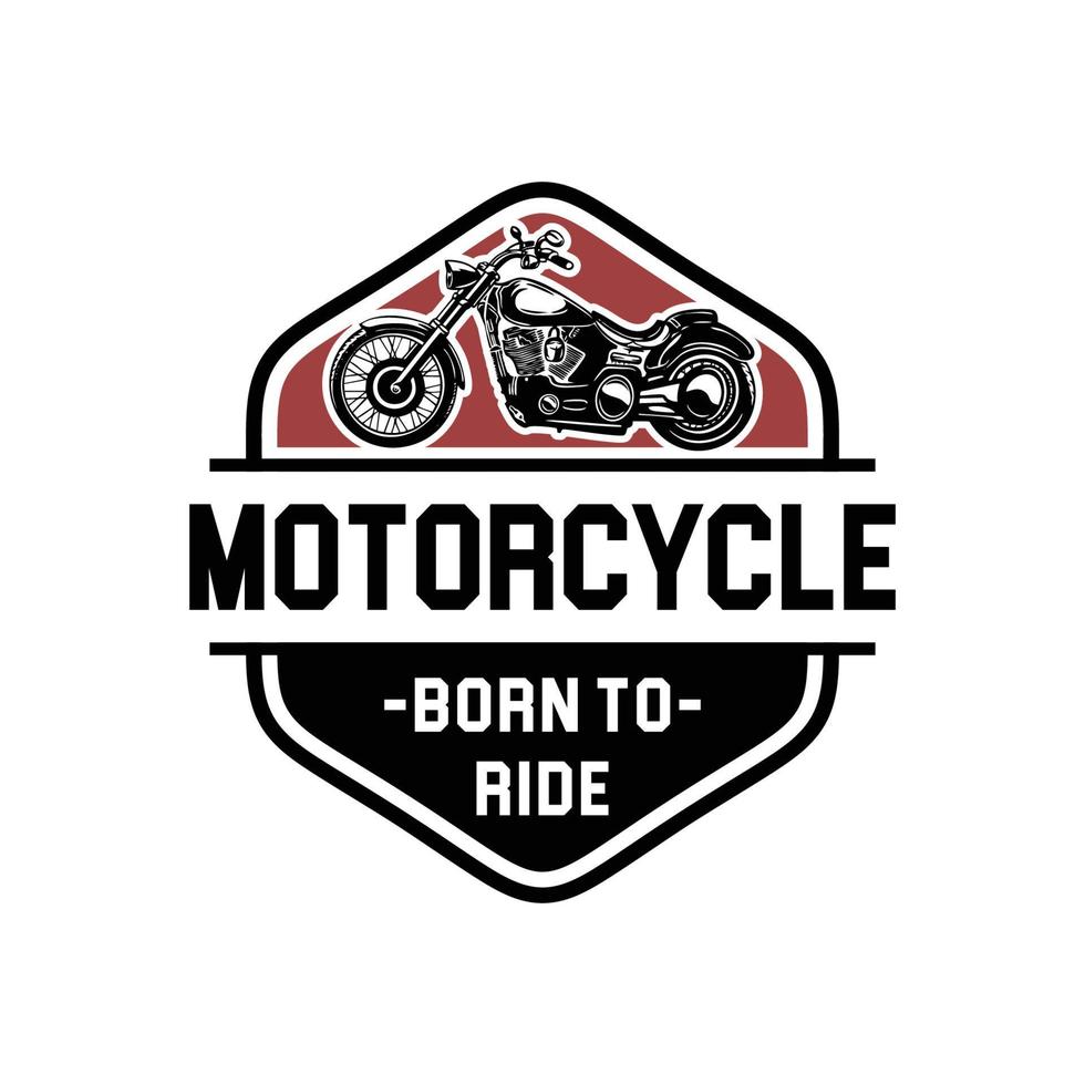 étiquette de moto personnalisée dans un style vintage avec inscription et moto avec fond blanc isolé modèle de conception de logo d'illustration vectorielle vecteur