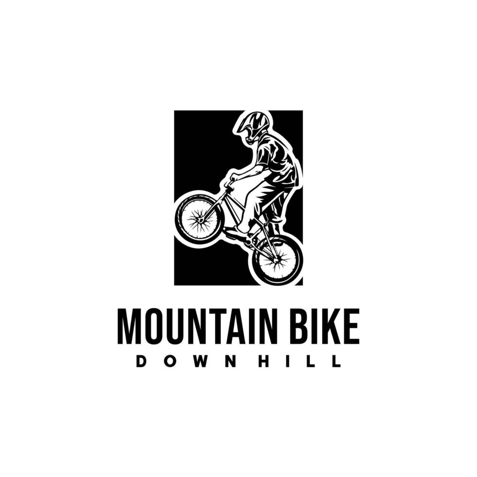 modèle de conception de logo de vélo de descente de vélo de montagne vecteur