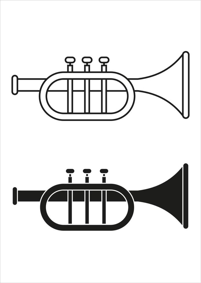 vecteur de conception plate icône trompette noir et blanc