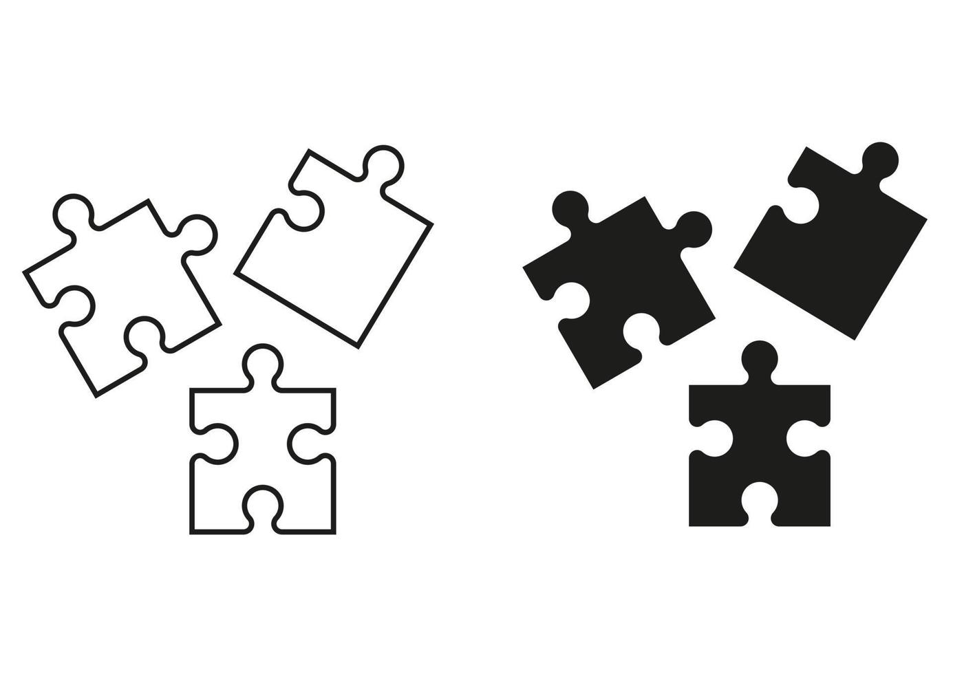 pièces de puzzle noir et blanc icône vecteur de conception plate