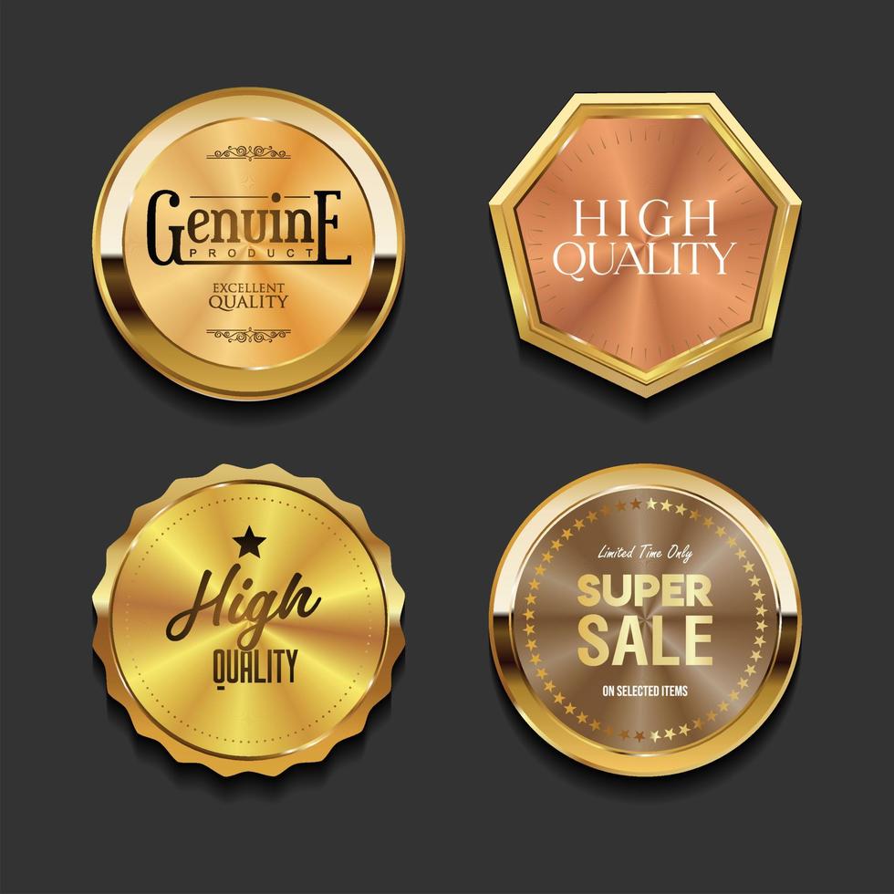 badges et étiquettes dorés de luxe premium vecteur