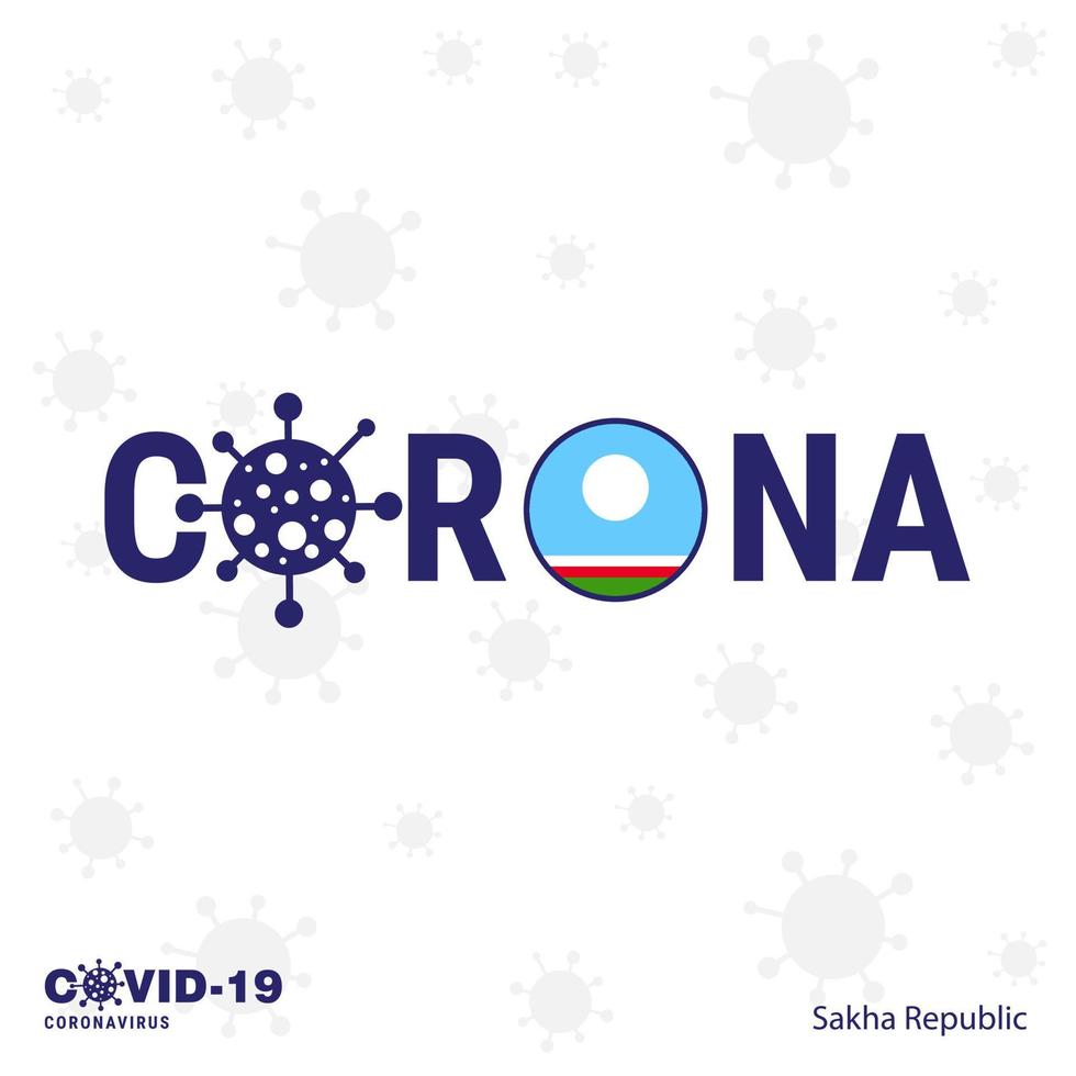 sakha république coronavirus typographie covid19 pays bannière restez à la maison restez en bonne santé prenez soin de votre propre santé vecteur