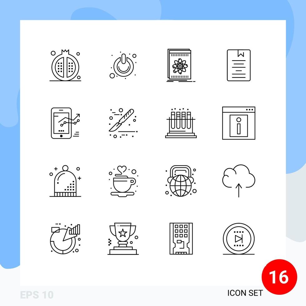 ensemble de 16 contours vectoriels sur la grille pour l'éducation livre puissance science développeur éléments de conception vectoriels modifiables vecteur