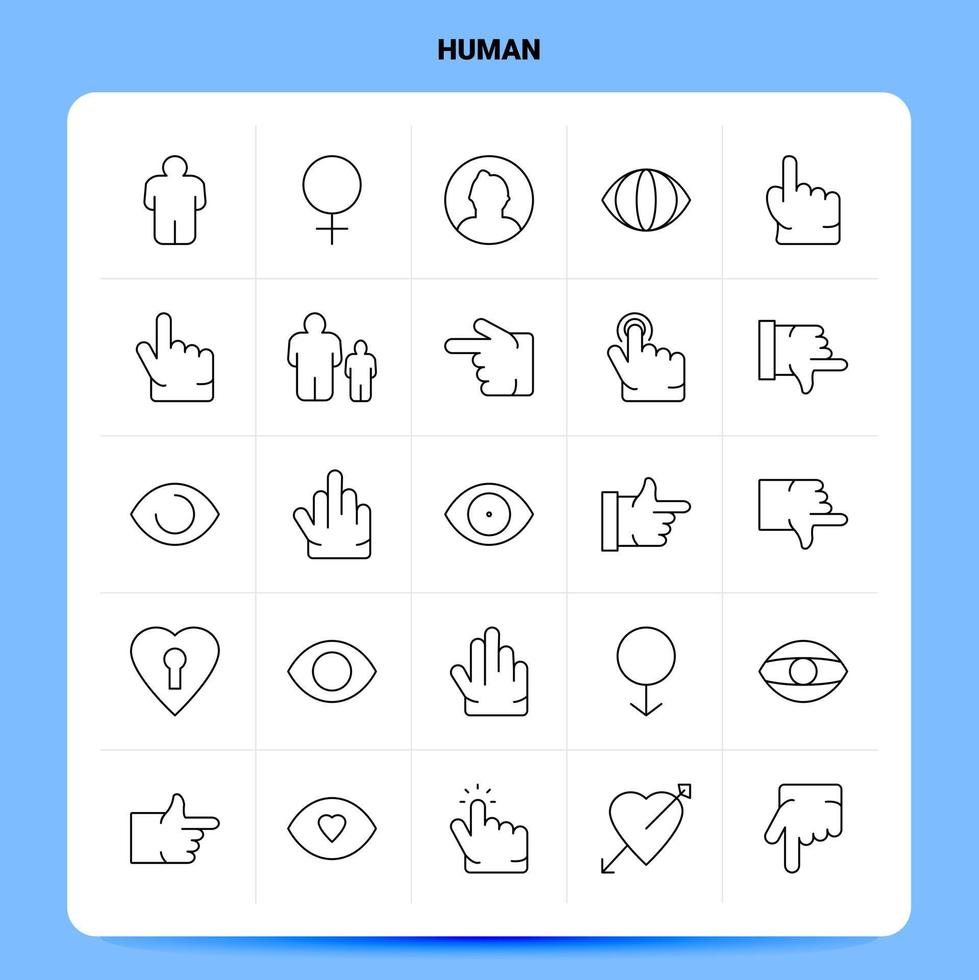 contour 25 icône humaine ensemble vecteur ligne style conception icônes noires ensemble pictogramme linéaire pack web et mobile idées d'affaires conception illustration vectorielle