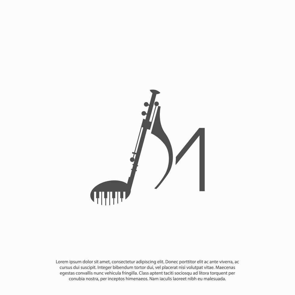 vecteur lettre minimaliste moderne plat m avec forme de musique pour la conception de logo de magasin ou de studio vecteur