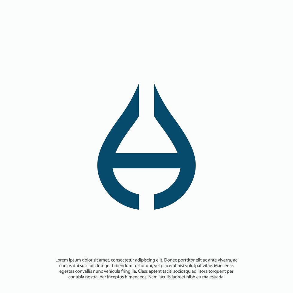 lettre h avec style de goutte d'eau, pour l'huile, les lubrifiants, l'eau ou l'illustration de silhouette vectorielle de conception de logo liquide vecteur