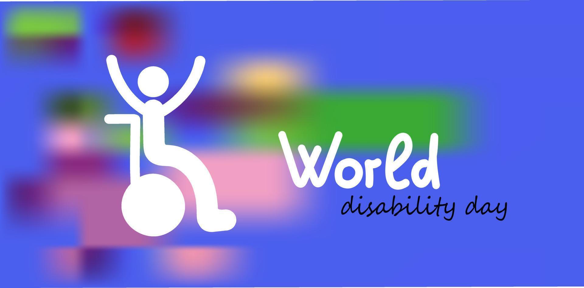 personne en fauteuil roulant. bannière de doodle vectorielle de la journée mondiale du handicap. illustration de dessin au trait continu pour les médias sociaux. vecteur