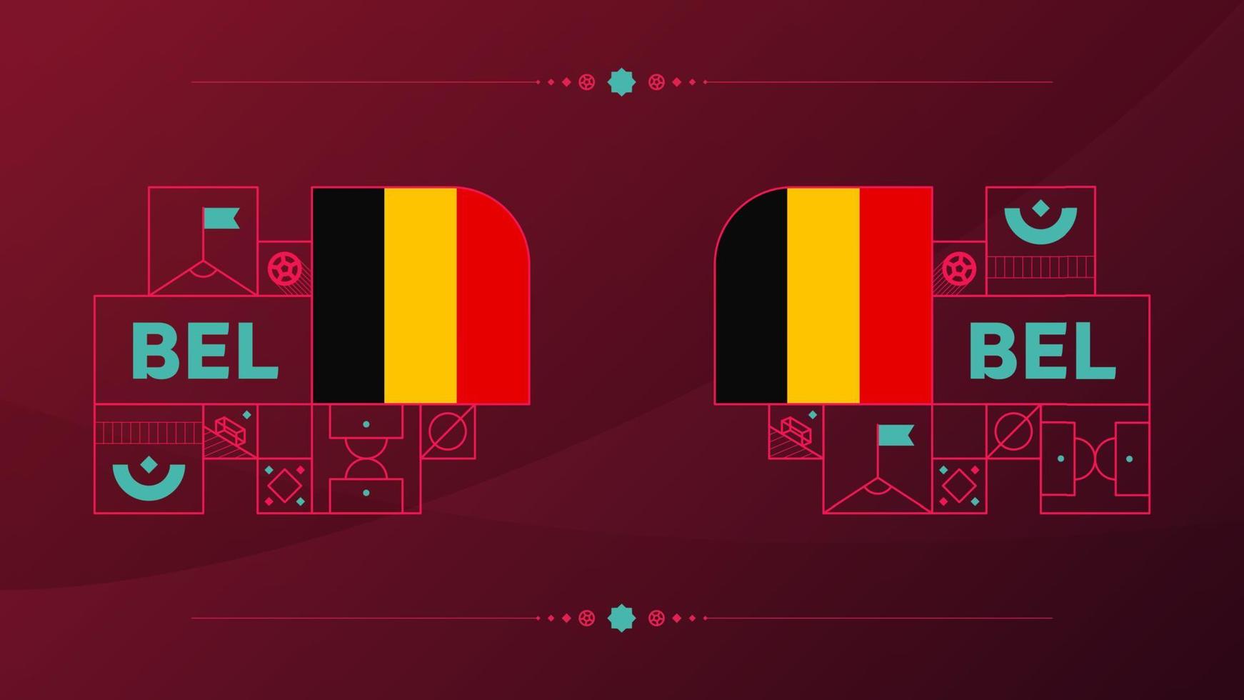 drapeau belge pour le tournoi de coupe de football 2022. drapeau de l'équipe nationale isolée avec des éléments géométriques pour l'illustration vectorielle de football ou de football 2022 vecteur