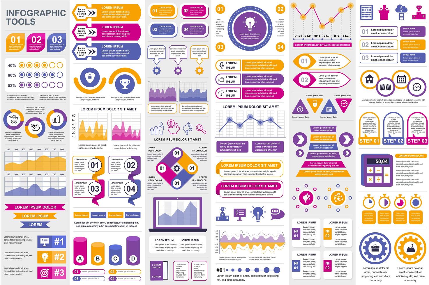 modèle d'éléments infographiques de bundle vecteur