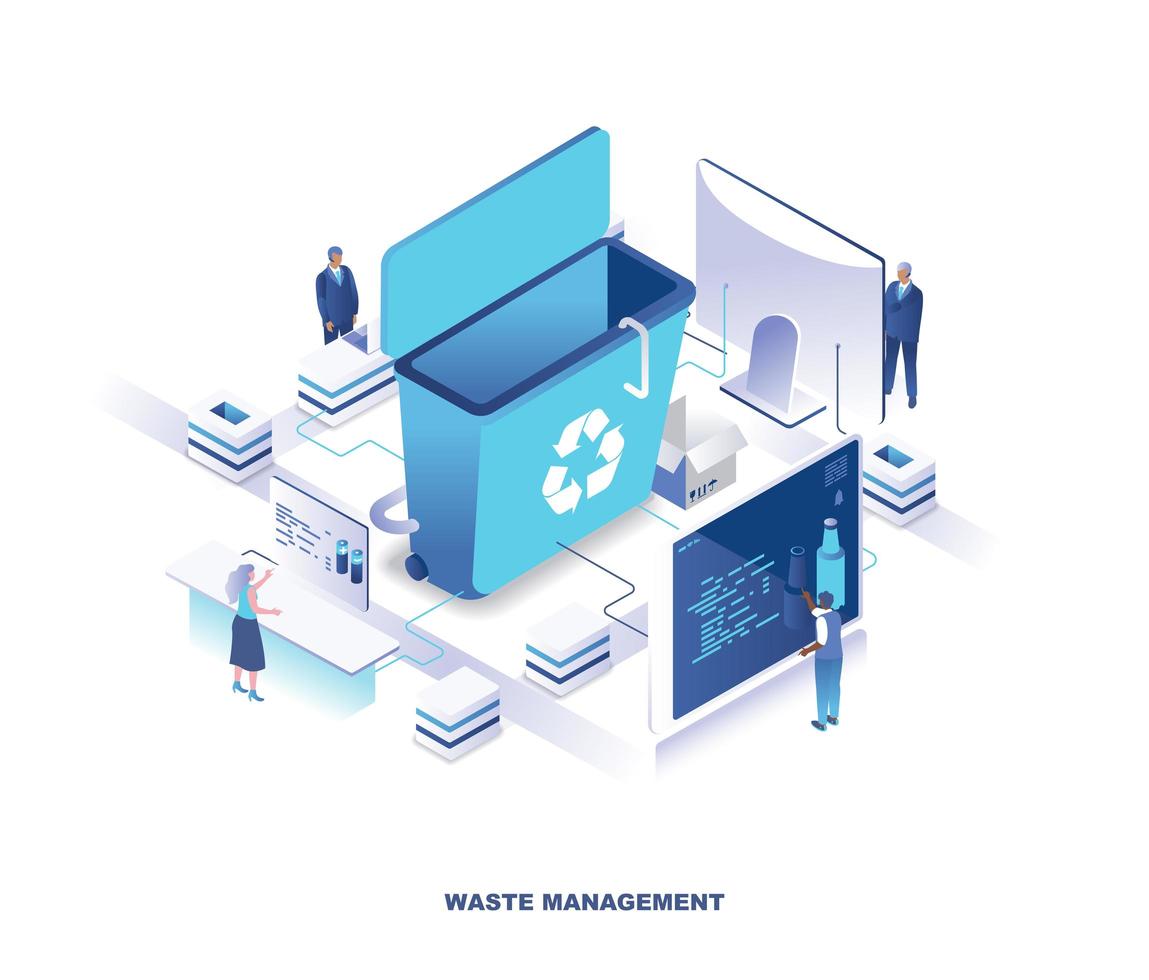 conception isométrique de la technologie de gestion des déchets vecteur