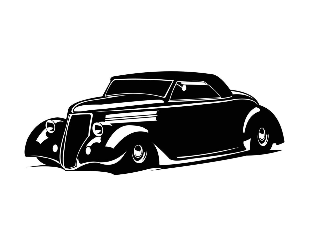 vieille voiture rétro vintage classique isolée sur fond blanc meilleure vue latérale pour l'industrie automobile ancienne, logo, insigne, emblème, icône. disponible en eps 10. vecteur