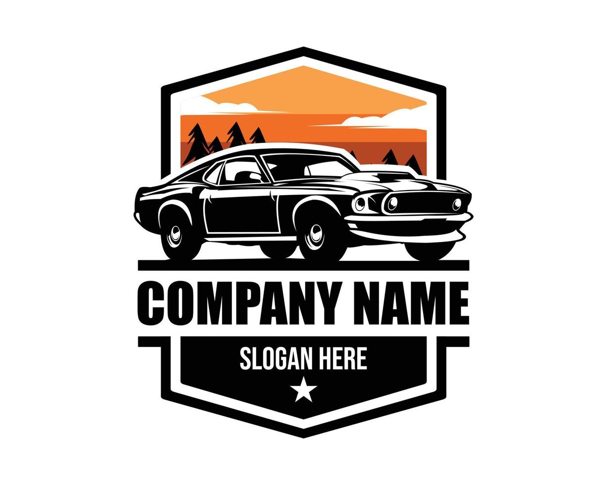 meilleur logo de voiture mustang boss pour les badges, les emblèmes, les icônes et l'industrie automobile. vue de fond blanc isolé de côté. vecteur