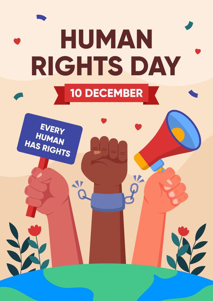 conception d'affiche de célébration de la journée des droits de l'homme vecteur