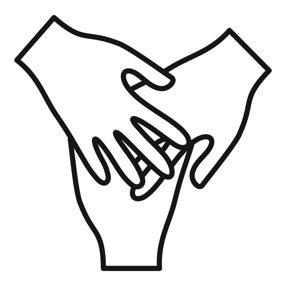 icône mains bénévoles, style de contour vecteur