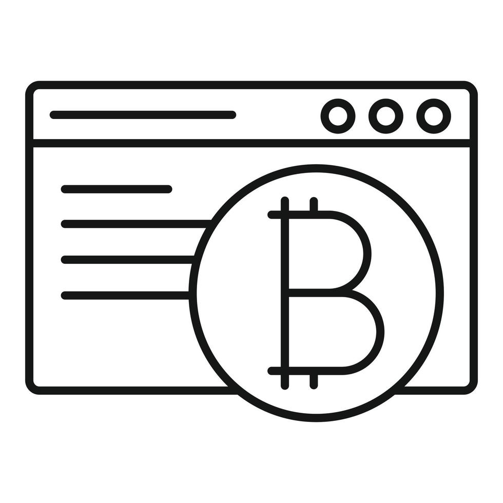 icône de bitcoin de page Web, style de contour vecteur