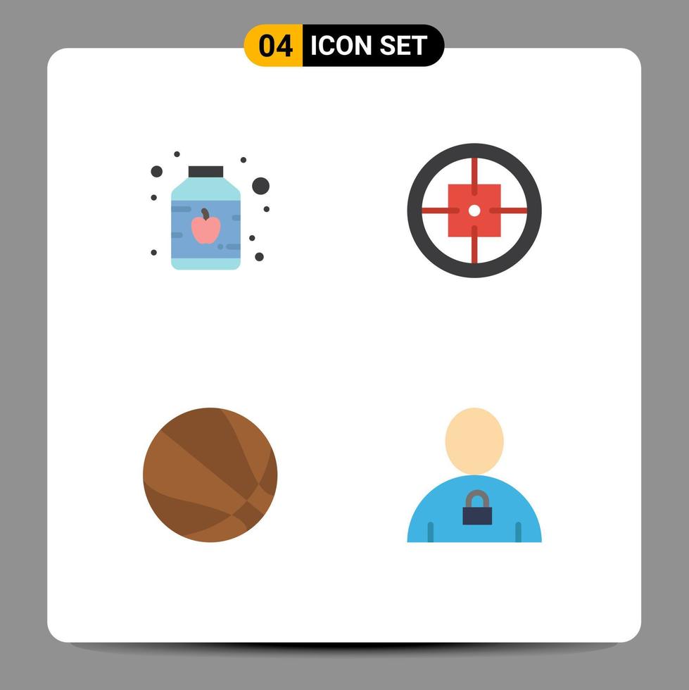 ensemble de 4 icônes vectorielles plates sur la grille pour les éléments de conception vectoriels modifiables de l'avatar du soldat de l'armée de boule de bébé vecteur