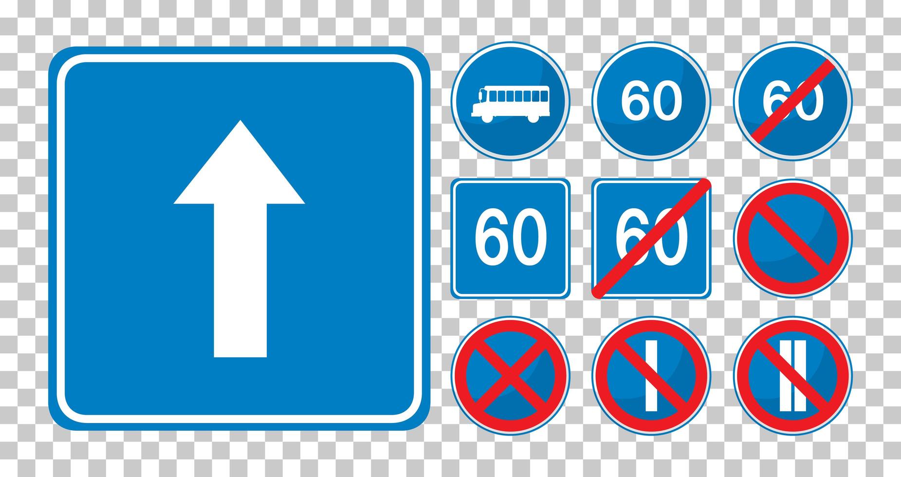 ensemble de panneaux de signalisation bleus vecteur