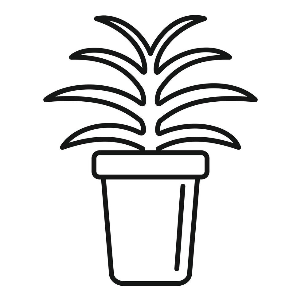 icône de pot de fleurs succulentes, style de contour vecteur