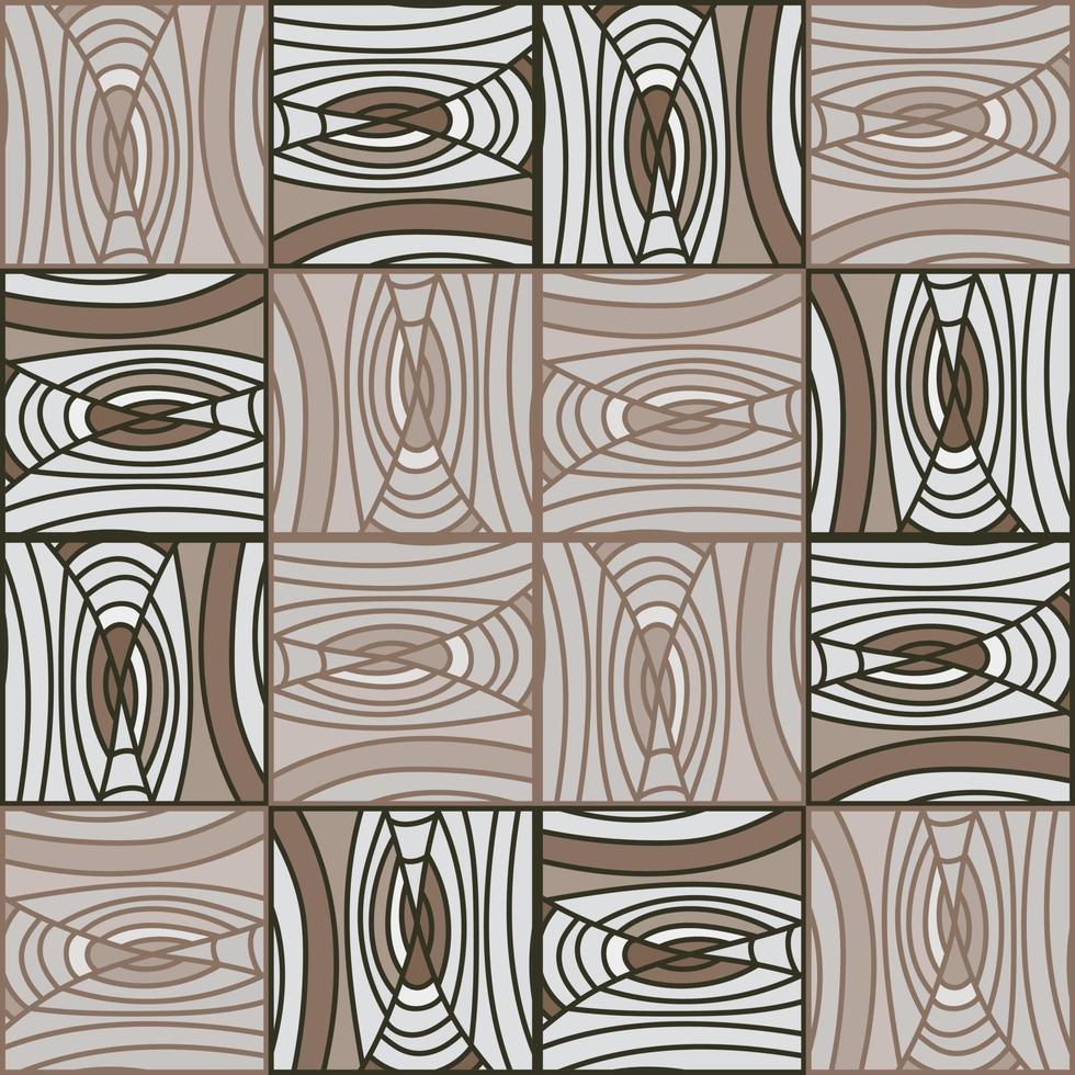 mosaïque de lignes sans couture dans le style dodle. ornement vintage de texture de bois abstrait dessiné à la main. vecteur