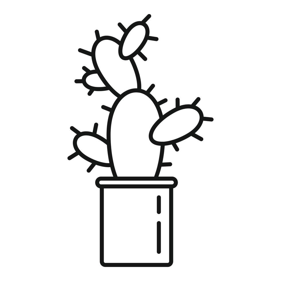 icône de pot de cactus mexicain, style de contour vecteur