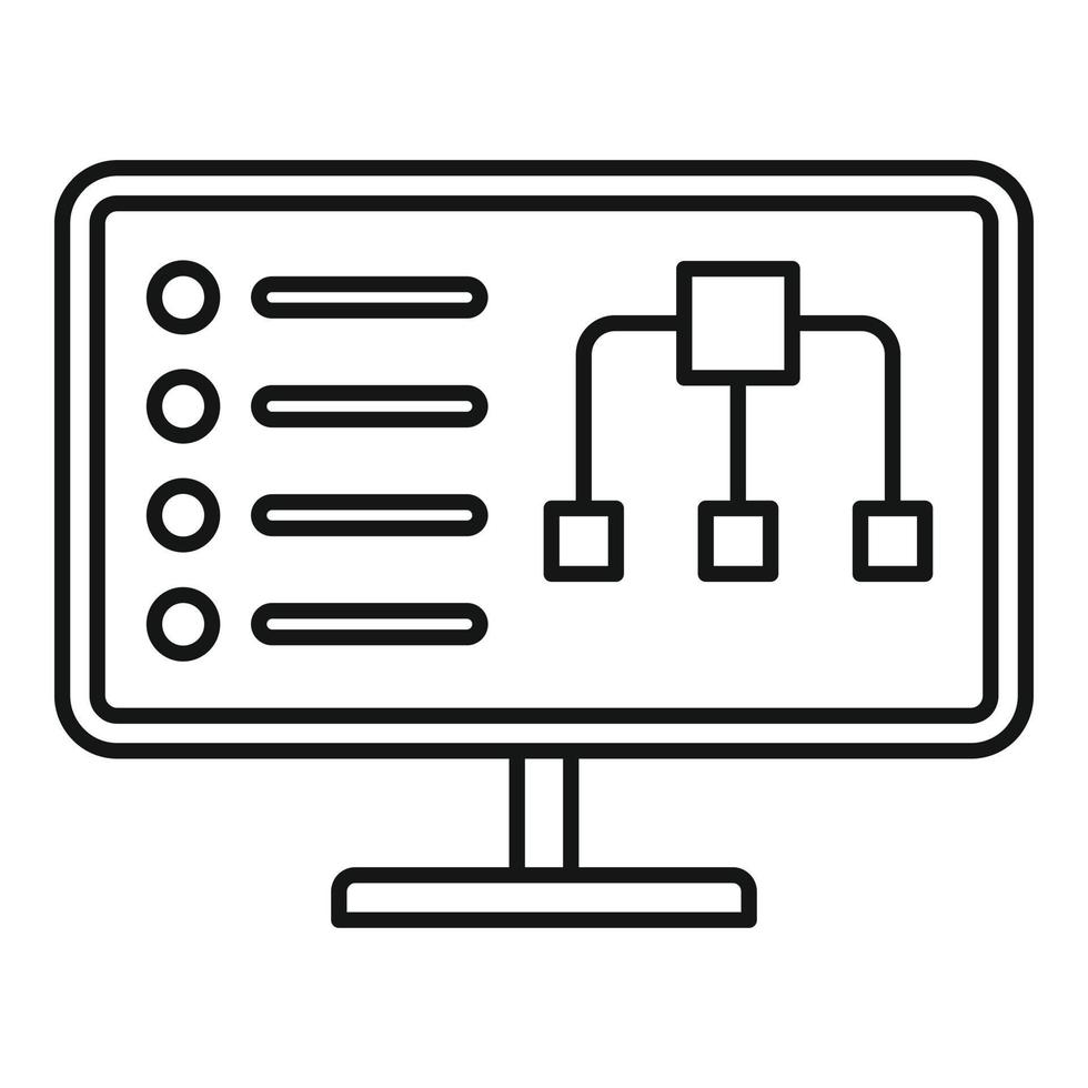 icône de moniteur de diagramme, style de contour vecteur