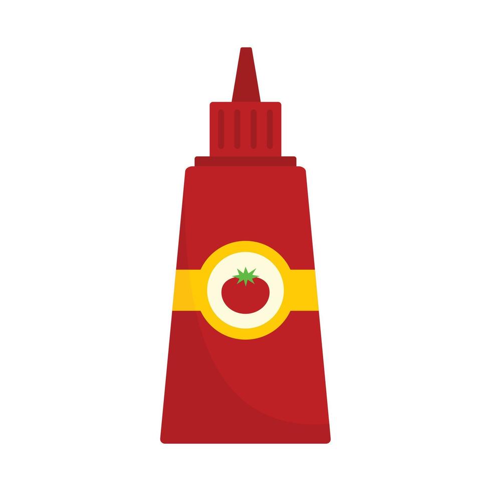 icône de bouteille de ketchup, style plat vecteur