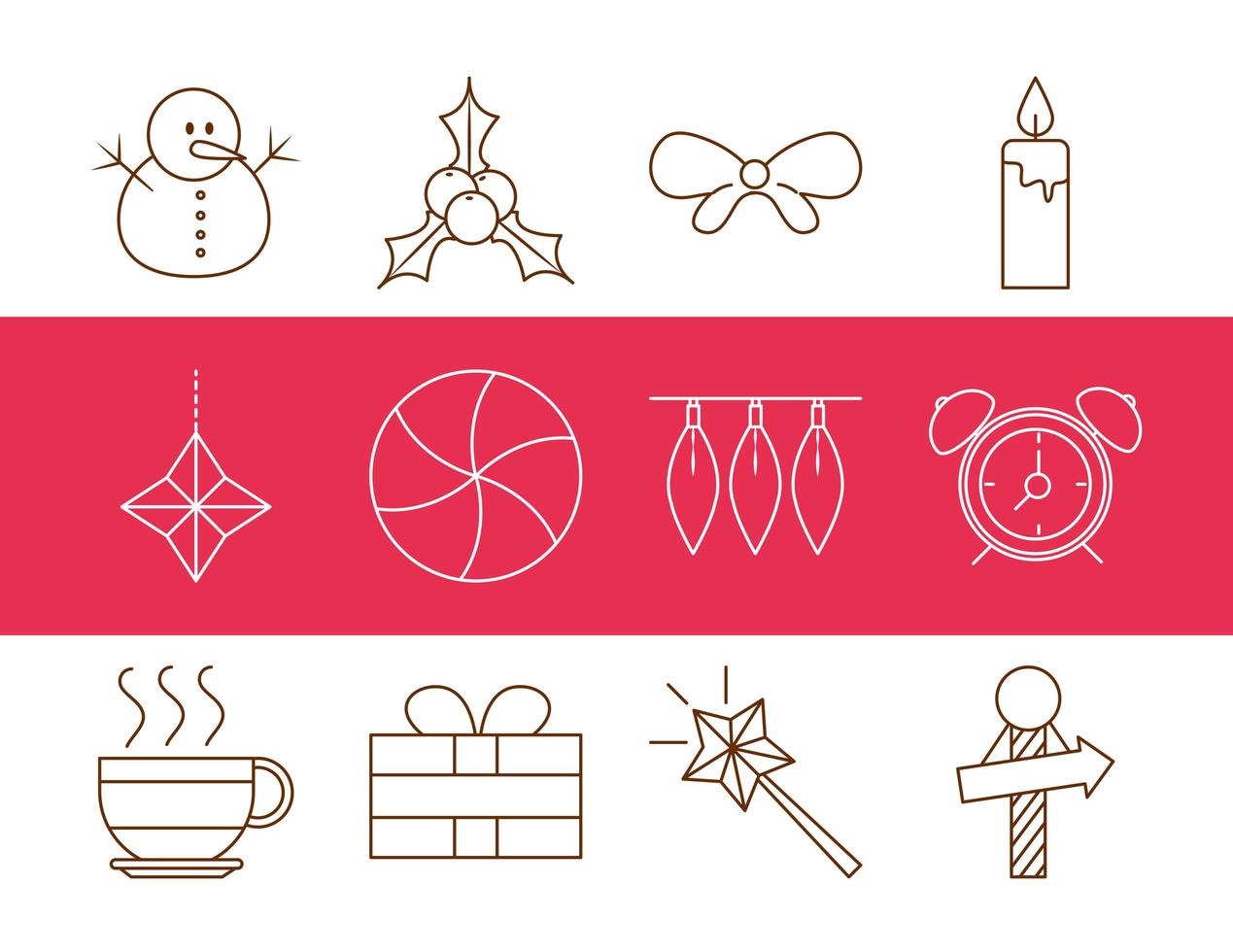 décoration de Noël et jeu d'icônes de célébration vecteur