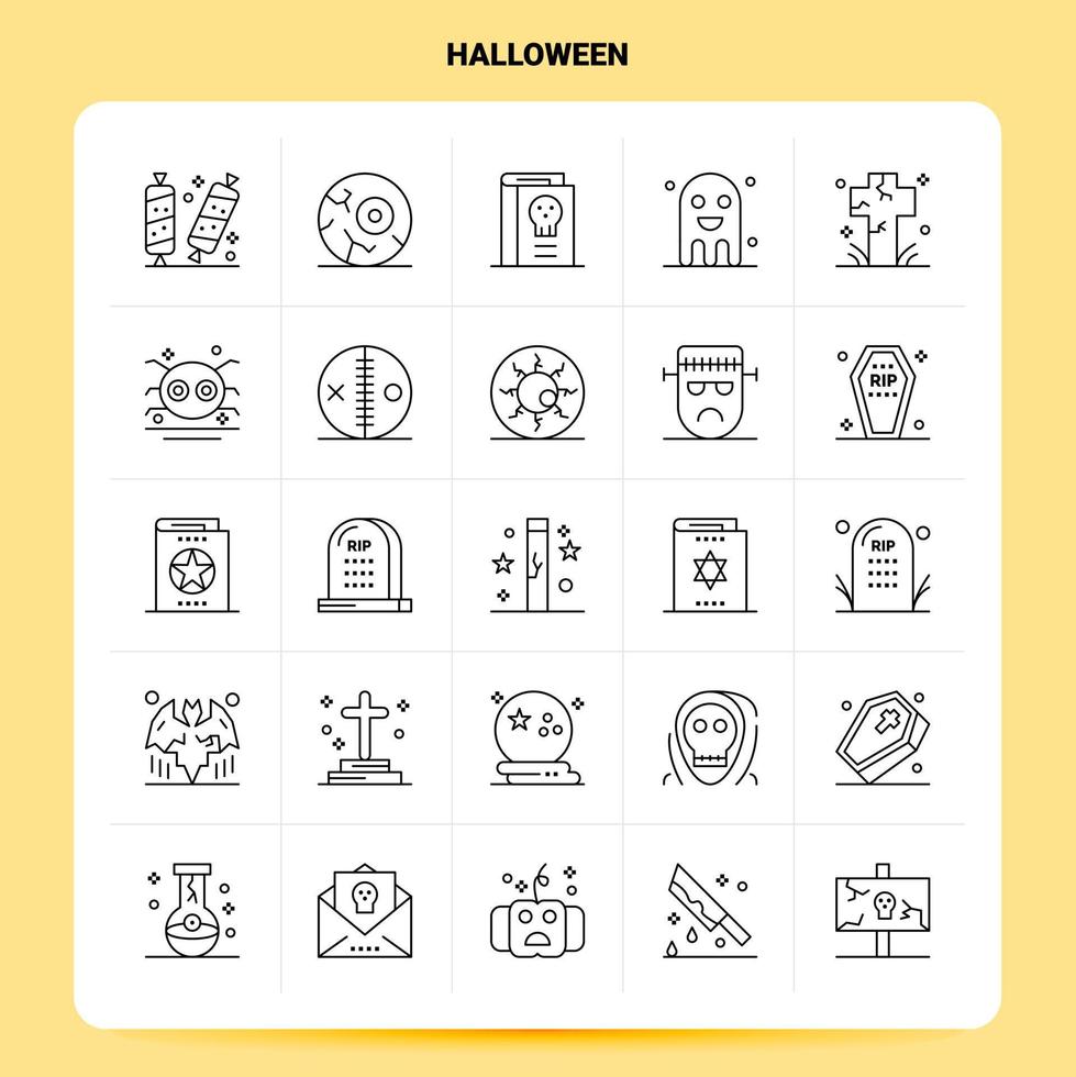 contour 25 halloween icon set vector line style design black icons set pictogramme linéaire pack web et mobile business ideas design vector illustration