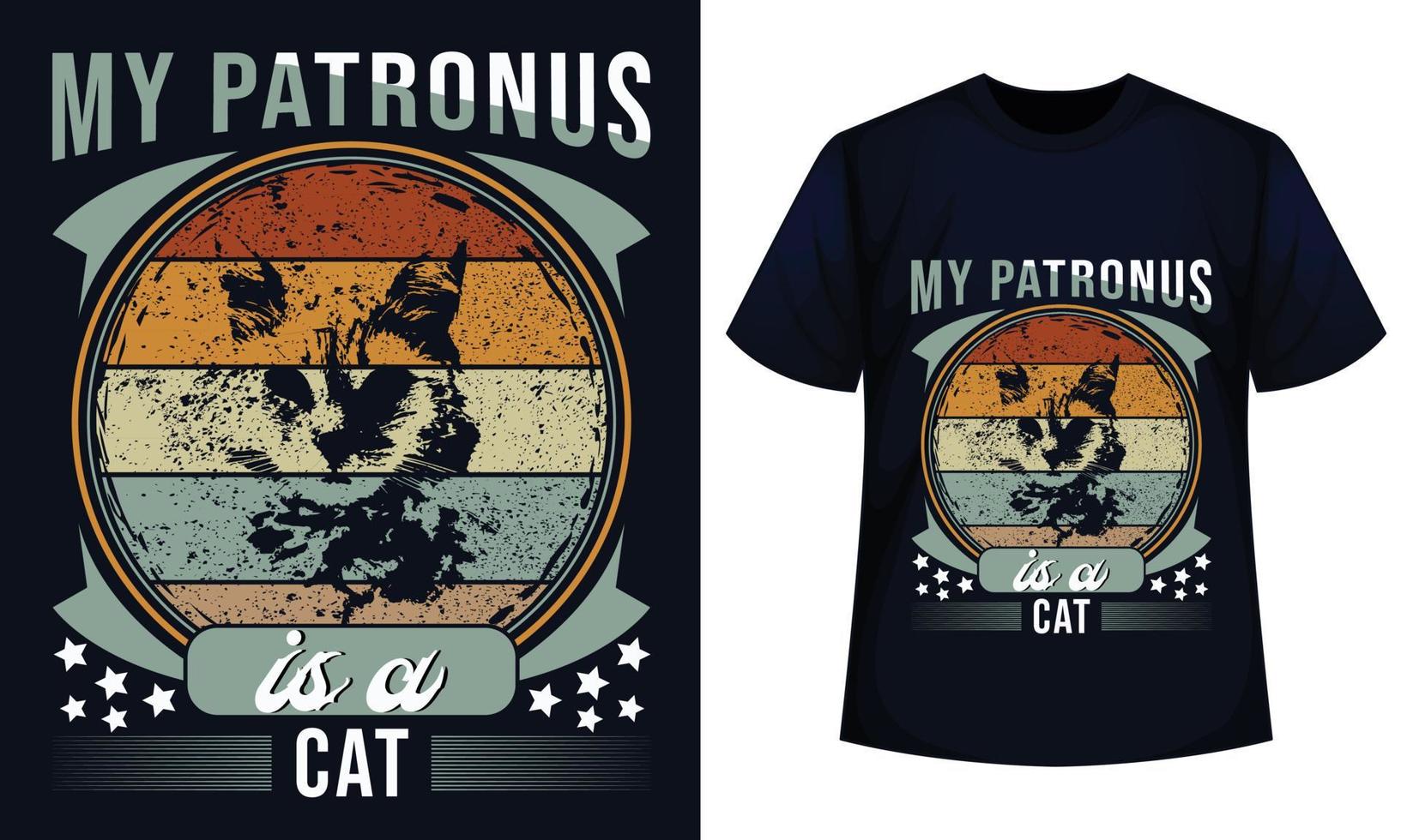 conception de t-shirts d'animaux mon patronus est un chat vecteur