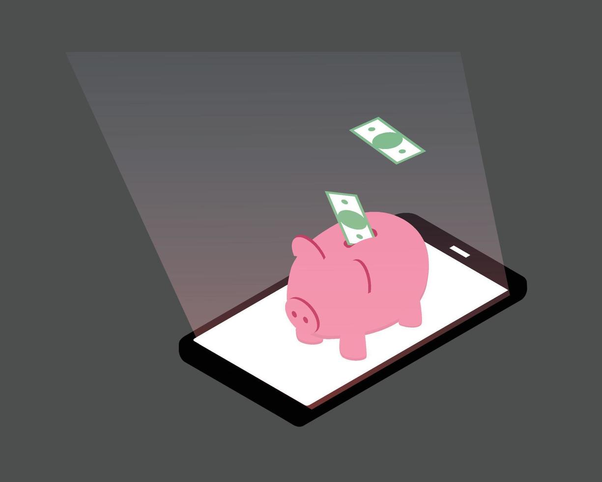 plan d'épargne pour planifier vos dépenses d'argent et vos économies à partir d'un téléphone mobile vecteur