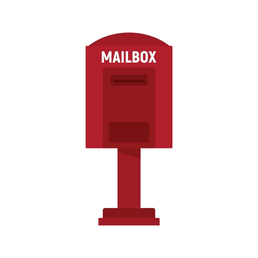 icône de boîte aux lettres de rue rouge, style plat vecteur