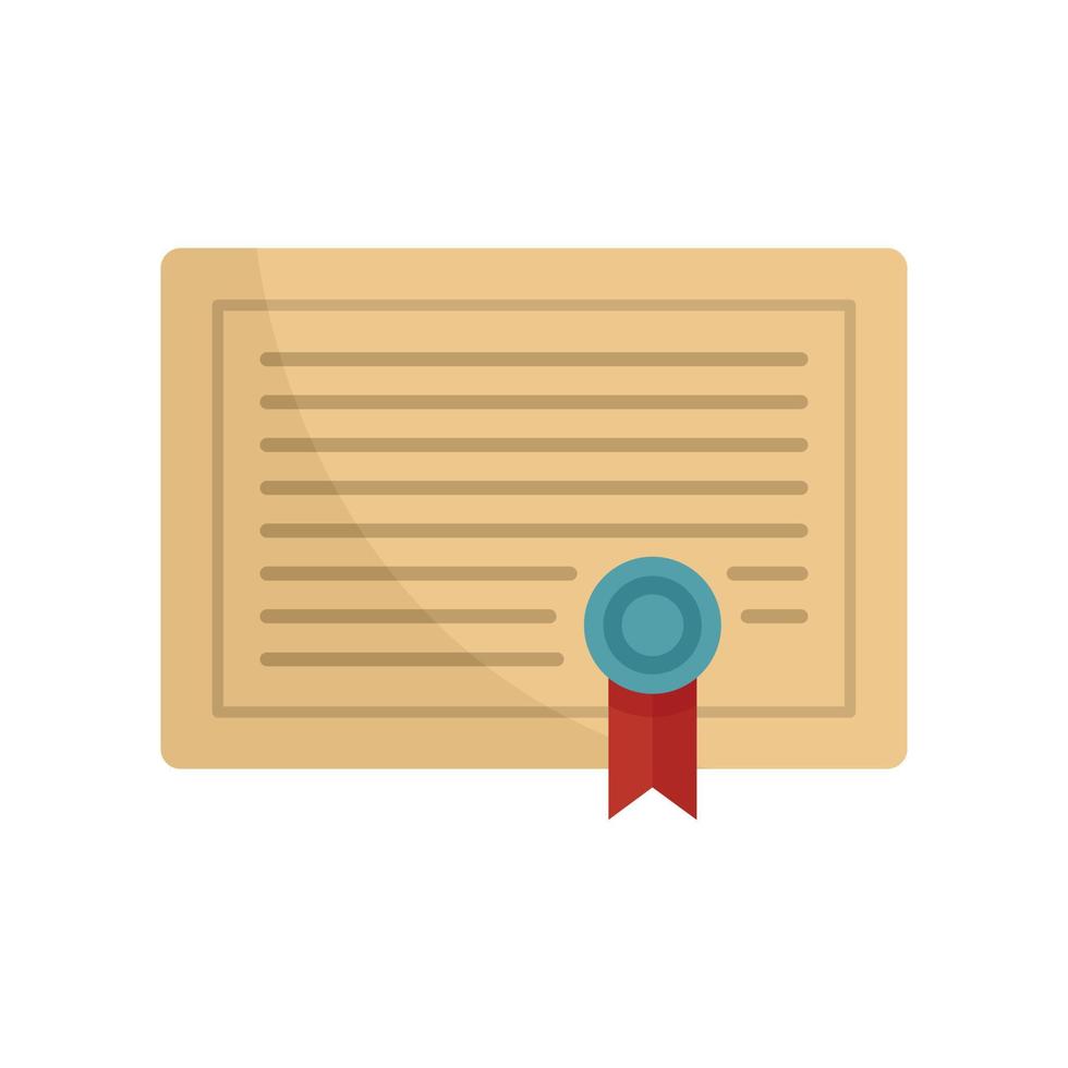 icône de certificat d'apprentissage, style plat vecteur