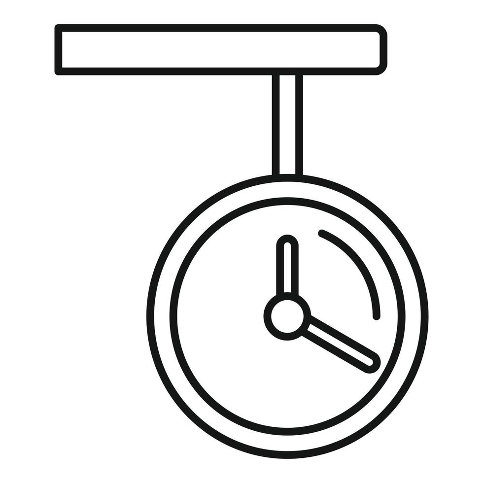 icône de l'horloge de la gare, style de contour vecteur