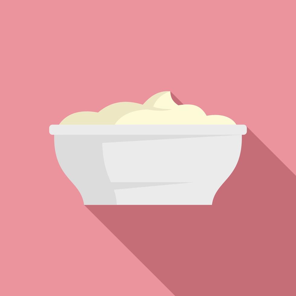 icône de bol de mayonnaise, style plat vecteur