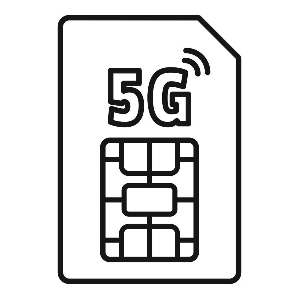 Icône de carte téléphonique 5g, style de contour vecteur