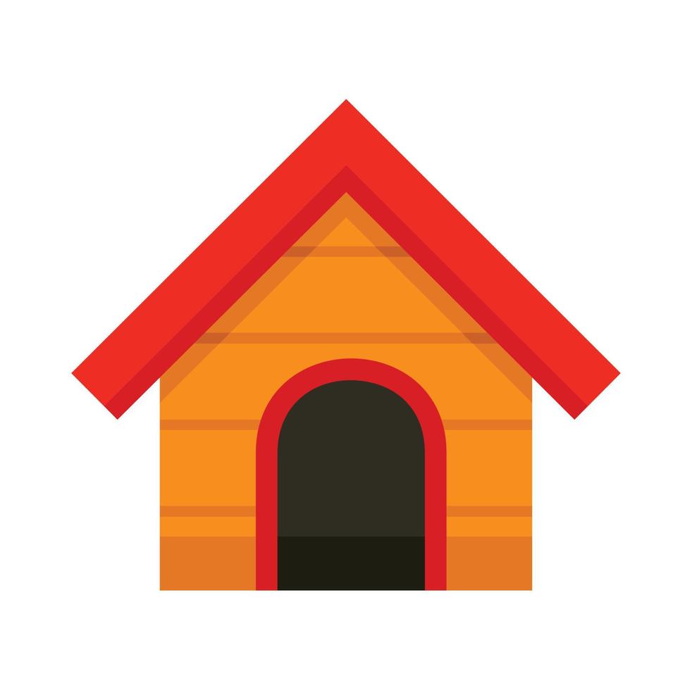 icône de maison de chien en bois, style plat vecteur