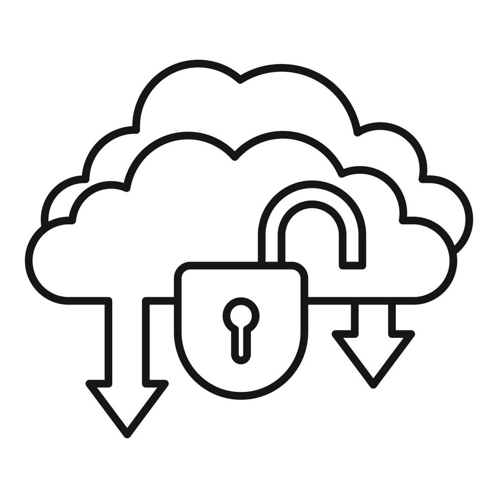 déverrouiller l'icône du nuage de données, style de contour vecteur