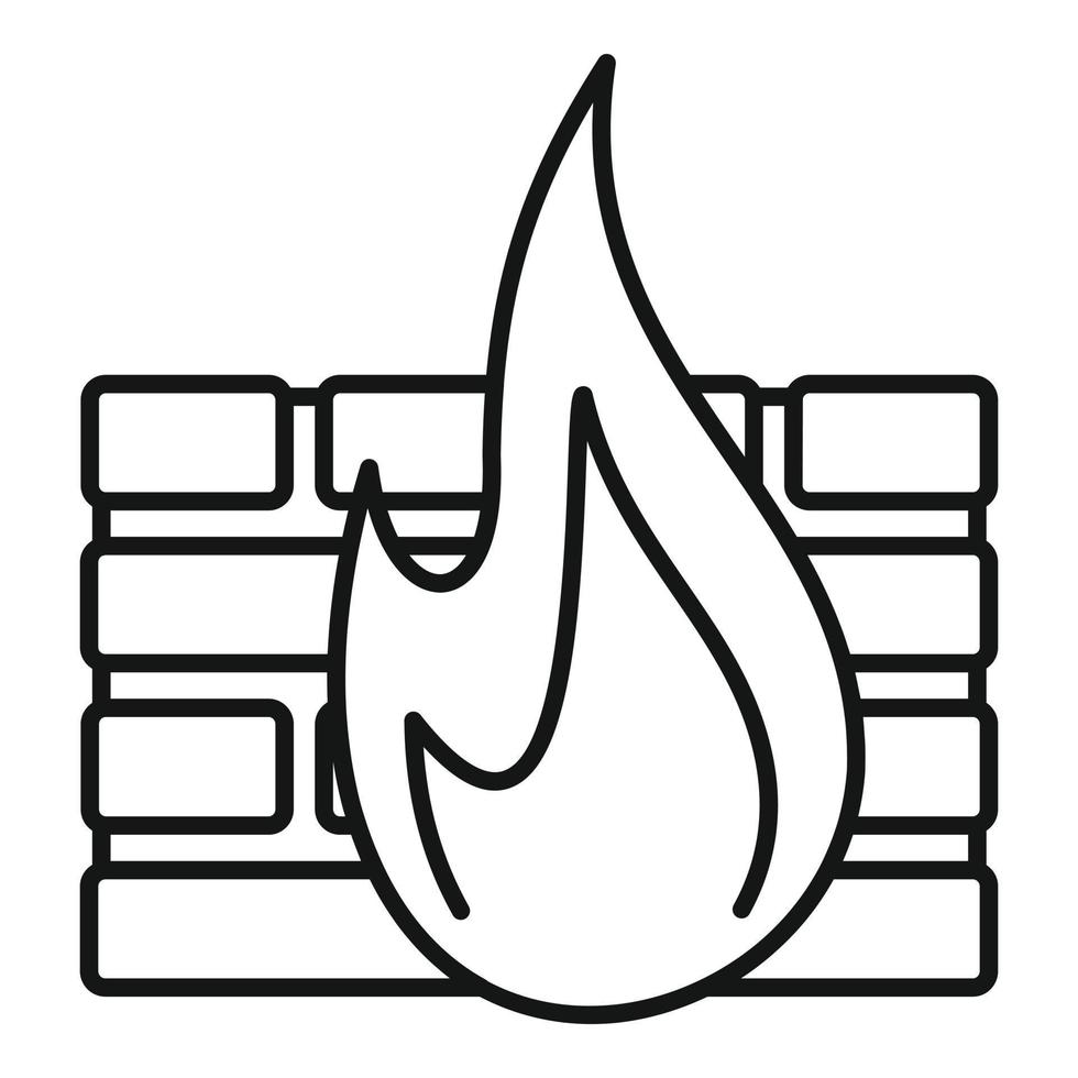 icône de pare-feu noir, style de contour vecteur