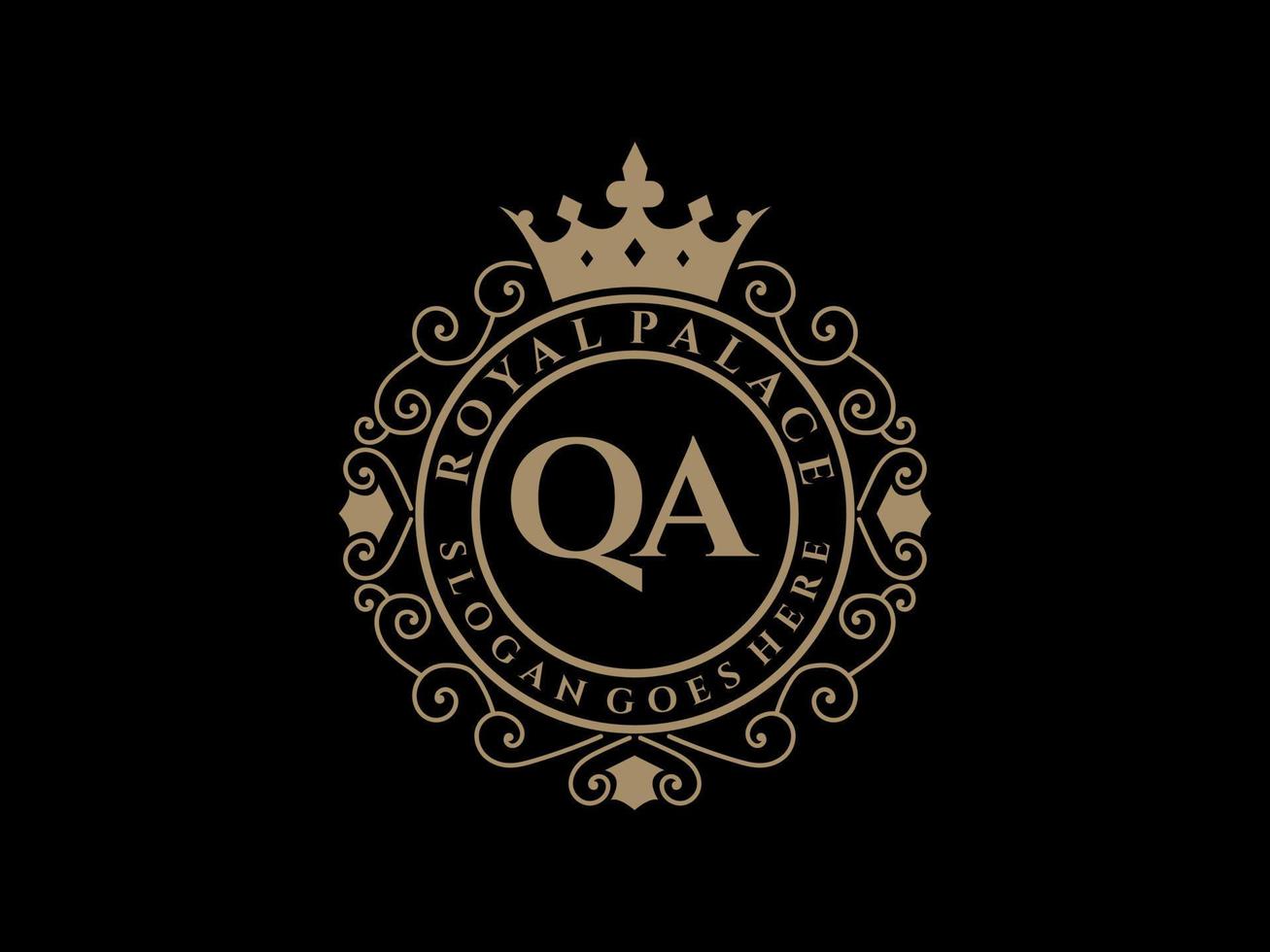 lettre qa logo victorien de luxe royal antique avec cadre ornemental. vecteur