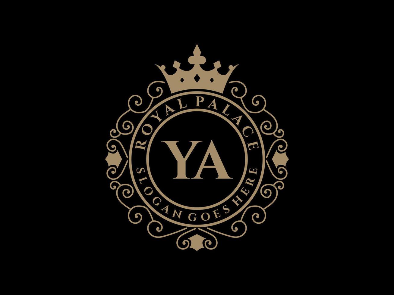 lettre ya logo victorien de luxe royal antique avec cadre ornemental. vecteur