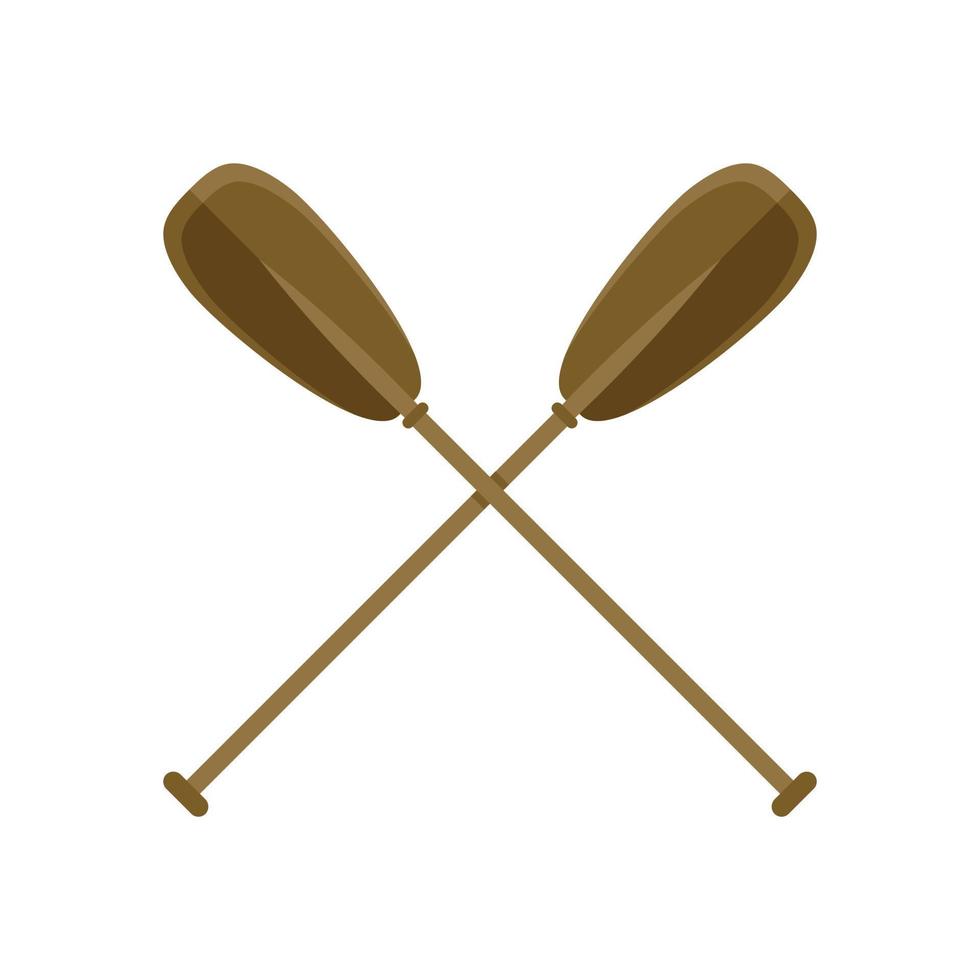 icône de pagaie en bois croisé, style plat vecteur