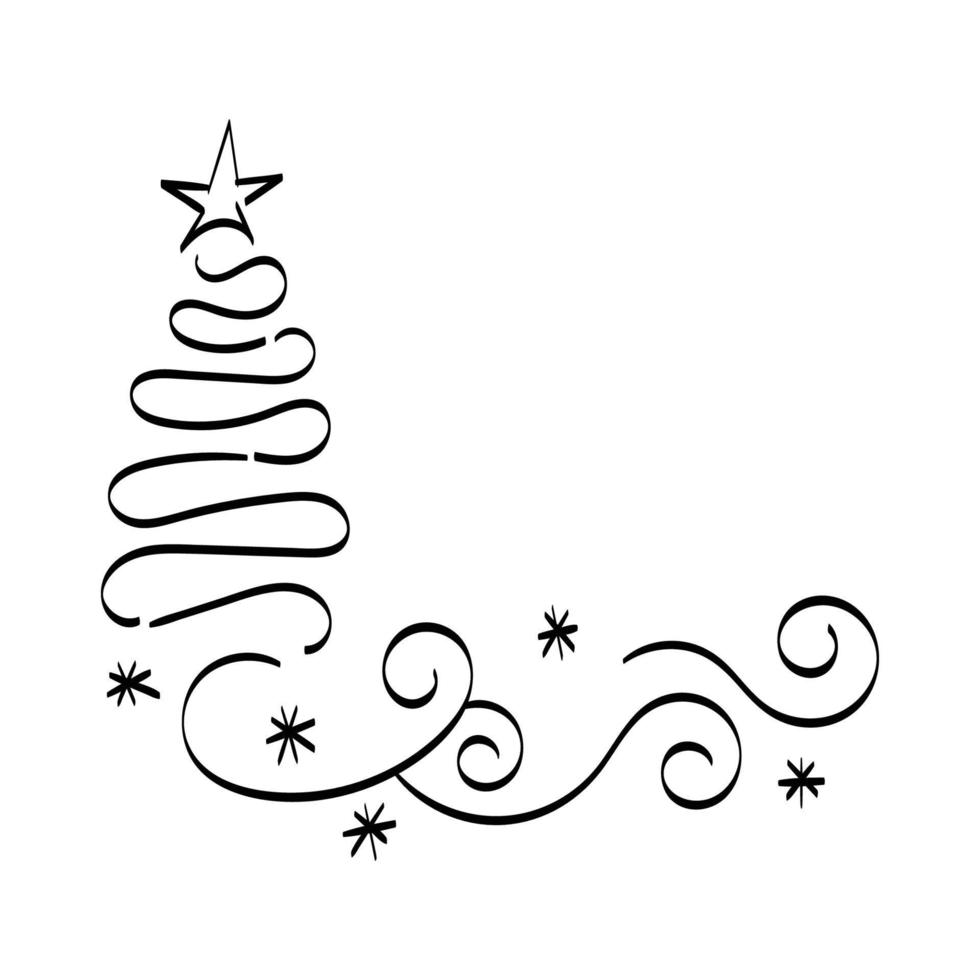 illustration de noël contour dessiné à la main. vecteur