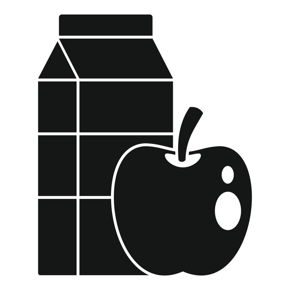 icône de pack de lait de pomme, style simple vecteur