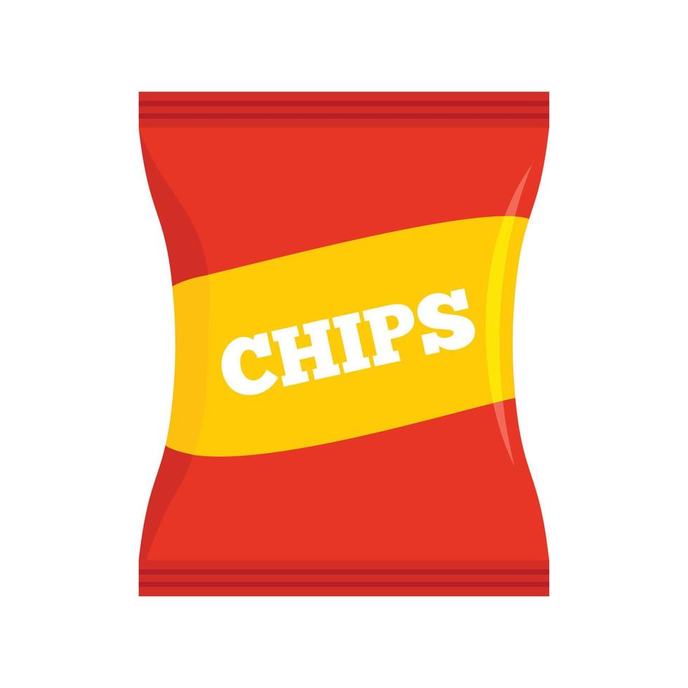 icône de pack de chips rouges, style plat vecteur