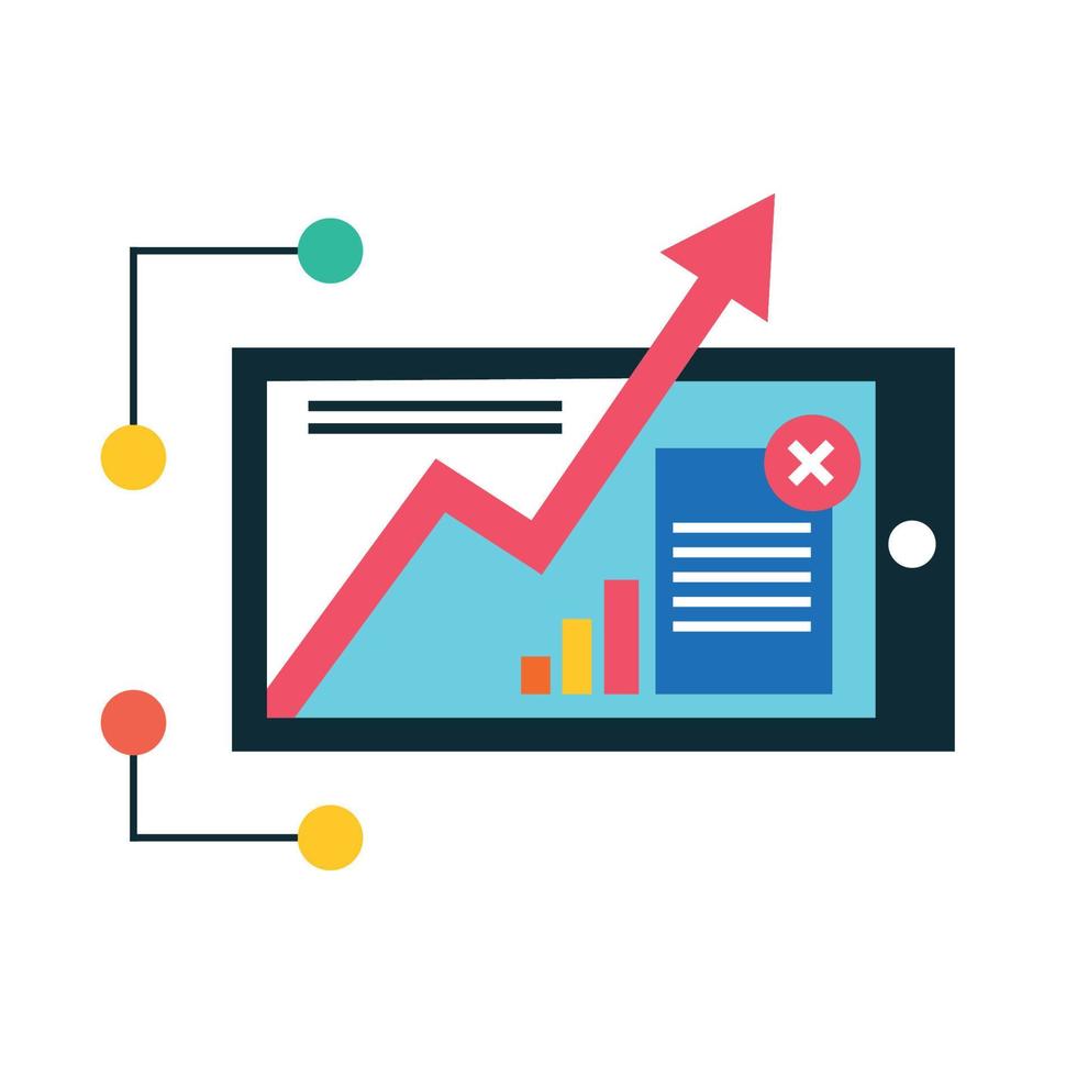 smartphone avec flèche de statistiques vecteur